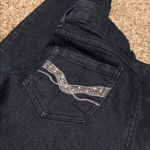 d. jeans dark wash jeggings with embellished back pockets (4) - EUC!